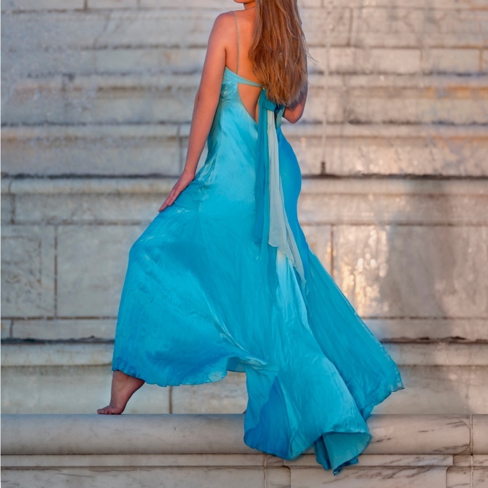 Baby blue evening gown